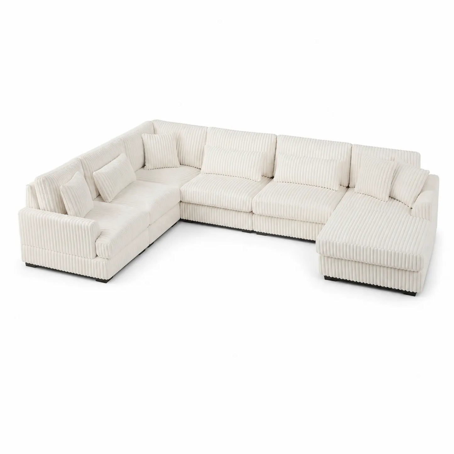 Ecksofa Set Cord L-Form 300cm x 250cm Creme