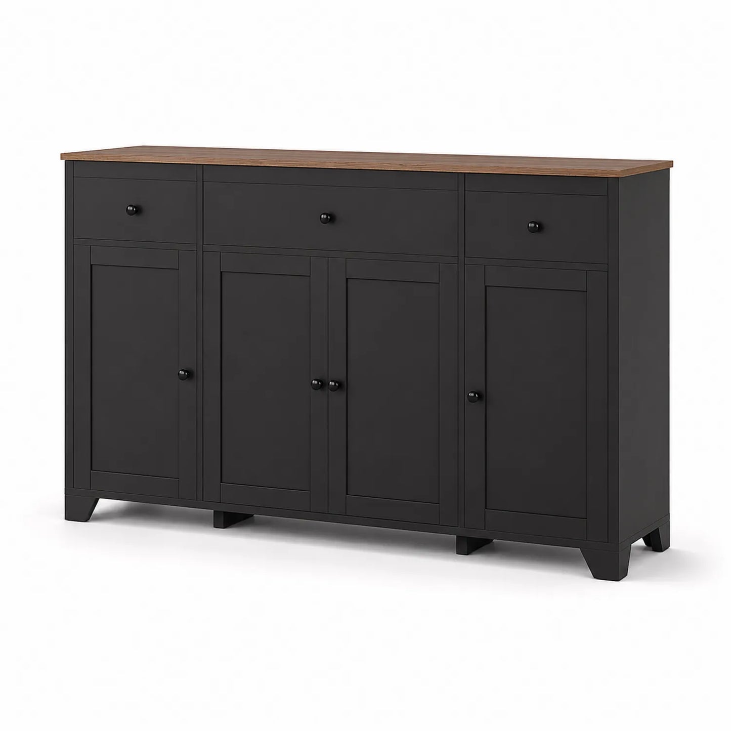 Schwarzes MDF-Sideboard mit Holzfurnier 80x150x40cm