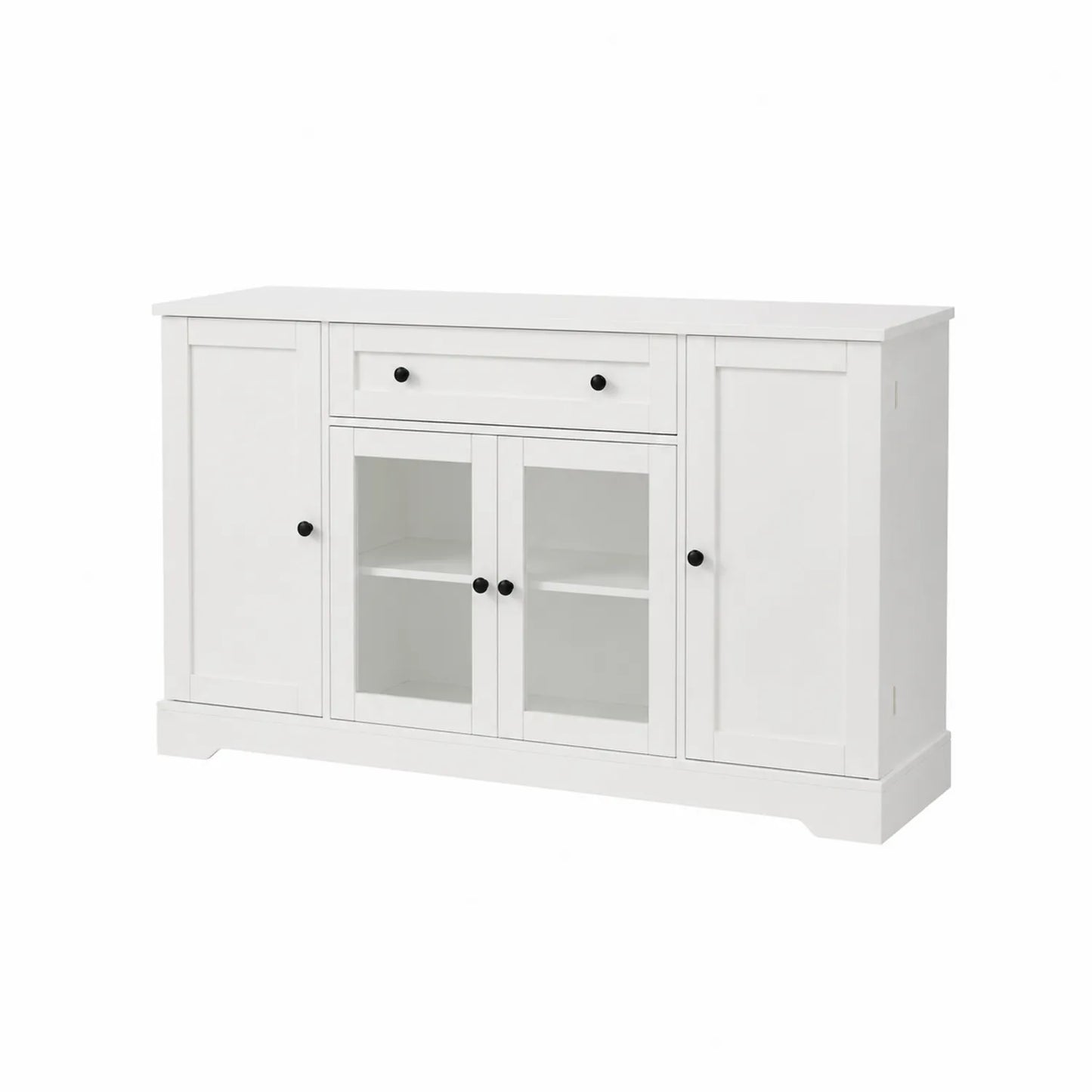 Sideboard Weiß Spanplatte Glas 145x85x40 cm