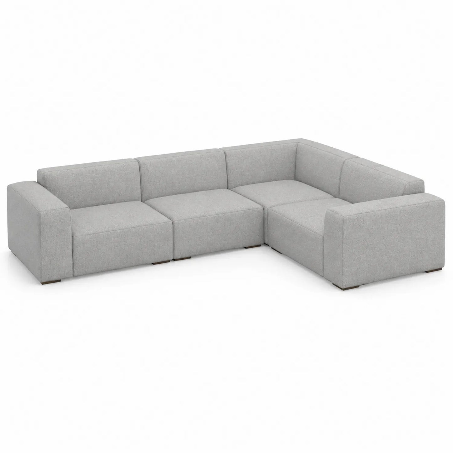Eckmodular Sofa Grau Stoff 4-Sitzer L-Form