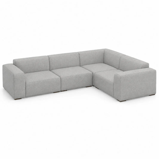 Eckmodular Sofa Grau Stoff 4-Sitzer L-Form