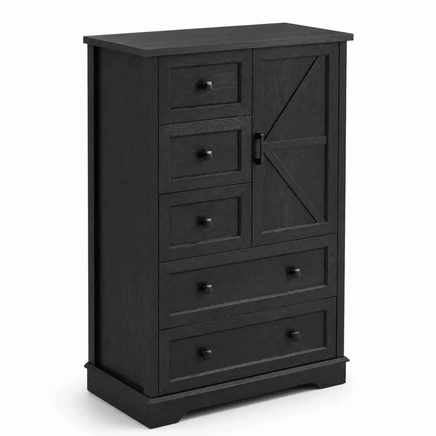 Schwarze Kommode aus MDF mit Eichenfurnier, 120cm