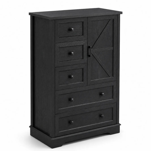 Schwarze Kommode aus MDF mit Eichenfurnier, 120cm